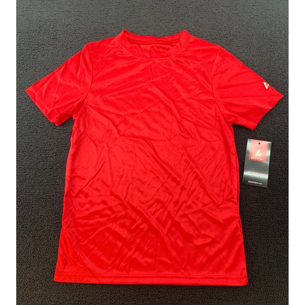 BSN SPORTS Youth Red Performance‎ Short Sleeve Tee Shirt Size M